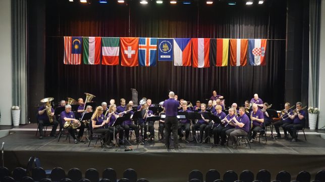 Lúðrasveit Hafnarfjarðar á tónleikum í Ostrava salnum á Hotel Olšanka í Prag, Tékklandi.